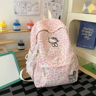 Cross-border ins casual minimalist leopard print double shoulder backpack women's junior and senior high school student travel backpack large capacity school bag - 8