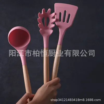 Kitchen utensils set Food-grade silicone material 12-piece set, non-stick pan, easy to clean, storage kitchen tool combination included