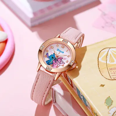 Cross-border Drop Shipping Rose Gold Diamond-Encrusted Leather Strap Women's Watch Student Watch Girls Wristwatch Junior High School Exam Watch