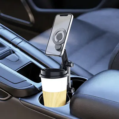 Car Phone Holder with MagSafe Magnetic Mount and Cup Holder Base, Adjustable Navigation Br - 2