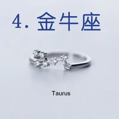 Cross-border hot sale zircon silver plated twelve constellations open adjustable ring fashion women constellation ring factory wholesale - 9