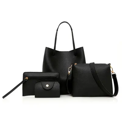 Litchi Pattern Women's Bag Set, 4 Pieces, Large Capacity - 2