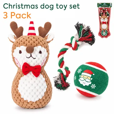 Noel köpek oyuncağı, parçalanmaz, çiğneme ve sesli - 6