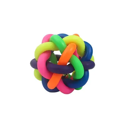 Colorful Woven Pet Ball with Bell, Rainbow Toy Ball for Cats and Dogs - 7