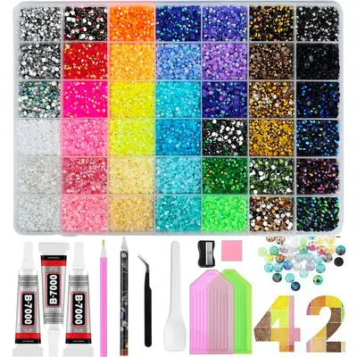 3mm Resin Flatback Nail Rhinestones, Mixed Colors - 12