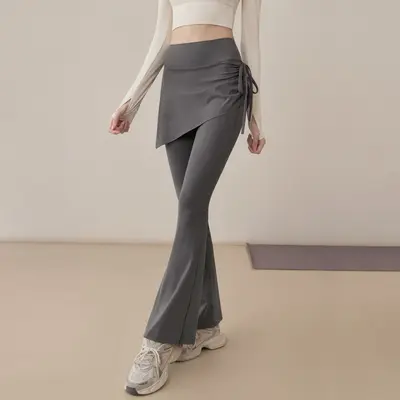 Kadın yoga etek pantolon, sahte iki parça koşu uzun pantolon, bahar modeli - 6