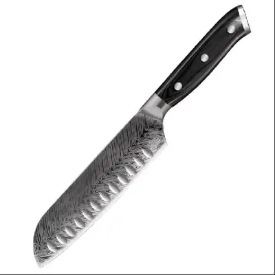 Damask desenli mutfak bıçak seti, çift çelik, keskin - 11