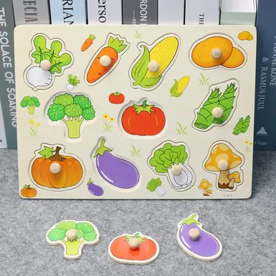 Çocuk Montessori erken eğitim paneli el kapma tahtası 1-2 yaşında 3 bebek ahşap bulmaca aydınlanma bilişsel eşleştirme eğitici oyuncaklar - 12