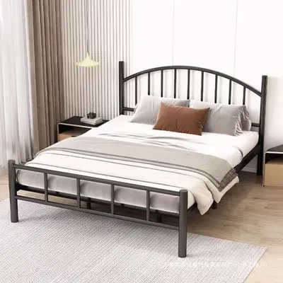 Black Iron Bed Frame Extra Thick Single and Double Size Bedroom Bed