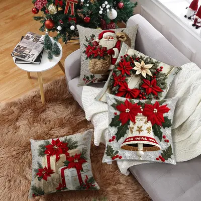 Amazon Weihnachts-Kissenbezug Kissen Sofa Dekoration Weihnachtsmann Schneemann Rentier Druckmuster Kissenbezug - 11