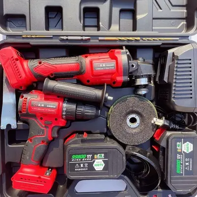 Kabelloses Lithium-Elektrowerkzeugsset: Bohrer, Hammer, Winkelschleifer, Säge - 9