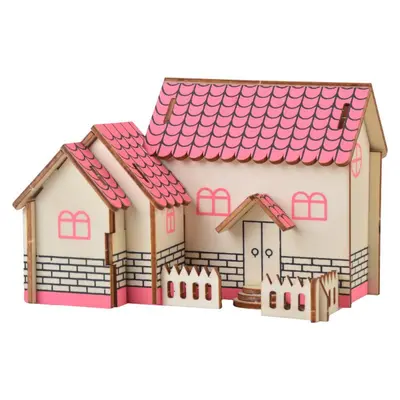 Ahşap 3D Stereo Puzzle Küçük Ev, Çocuklar için El Yapımı DIY Montaj - 7