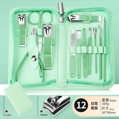 35-piece manicure set matcha green nail scissors pedicure tools - 11