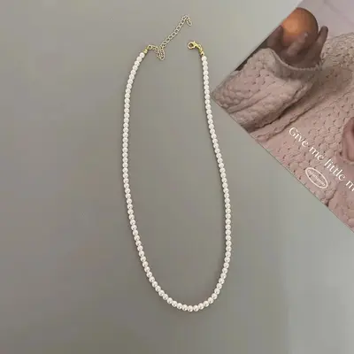 Französische leichte Luxus-Imitation Perlenkette für Damen, ins-Stil, gehobenes Gefühl, elegante Ausstrahlung, vielseitig einsetzbar, modische Schlüsselbeinkette, Influencer-Halskette - 7