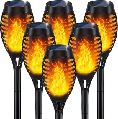 Güneş Enerjili Alevli LED Çim Lambası, Su Geçirmez Açık Hava Bahçe Dekoratif Lambası - 8