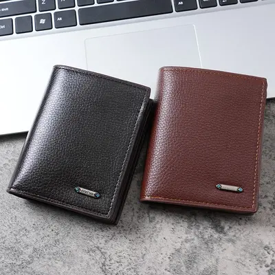 Herren-Brieftasche aus PU, hochkant, schlicht und kurz