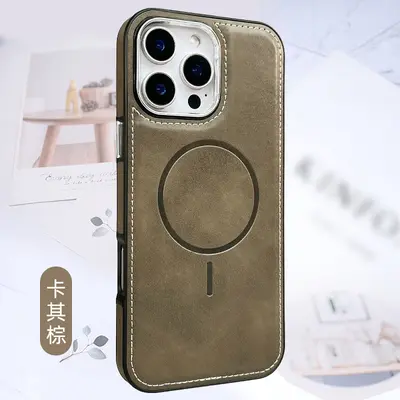 iPhone 16 için deri kılıf, Apple 15 Pro manyetik telefon kılıfı uyumlu - 13