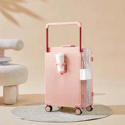 Wide Trolley Suitcase 24 Inch Silent Wheels Aluminum Frame Boarding Case - 9