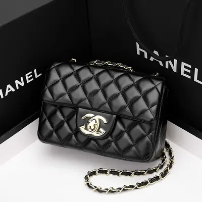 Genuine Leather CF Chain Small Single Shoulder Crossbody Bag for Women - 12