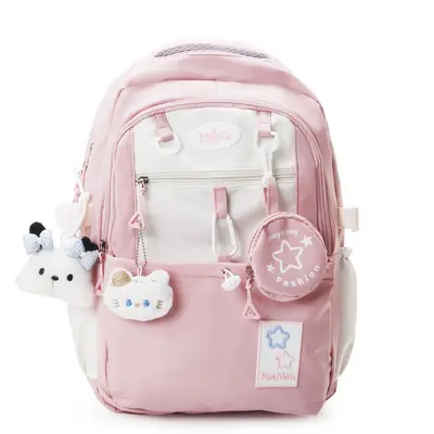 Leichter Schulrucksack im koreanischen Stil mit Farbblockdesign - 7