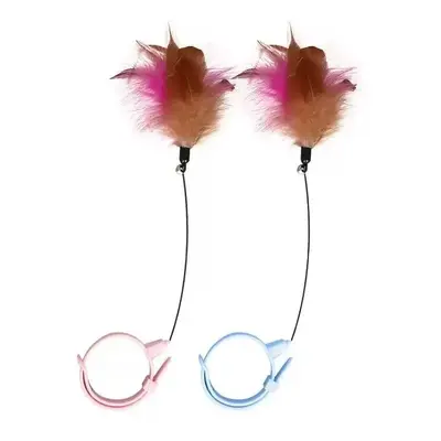 Cat Teaser Wand with Feathers and Bell, Neck-Hung Interactive Cat Toy - 9