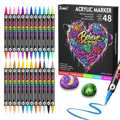 Dual-Tip Acrylic Marker Pen Set, Water-Based, DIY Painting - 8