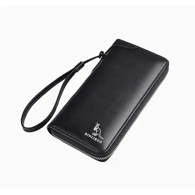 Herren-Langbrieftasche aus Leder, großes Fassungsvermögen, Clutch-Design - 8