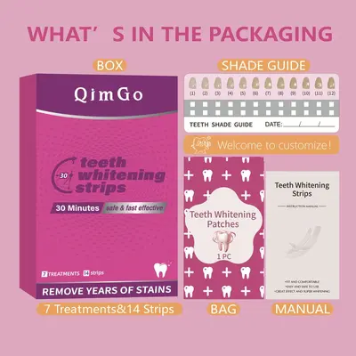 Zahnweiß-Streifen ohne Rückstände, Teeth Whitening Strips zur Entfernung von Zahnverfärbungen, strahlend weiß, Zahnaufhellungsstreifen (Cross-Border)