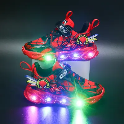 Kinder-Sportschuhe mit Leuchtfunktion, wasserdichte Lederoptik, weiche Sohle