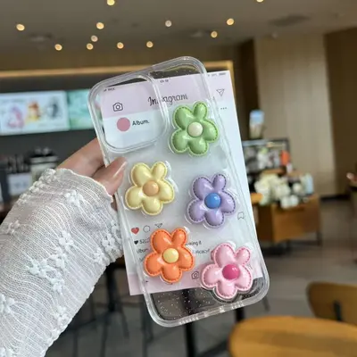 适用于苹果17promax手机壳iphone16pro糖果色花朵15/14新款保护套