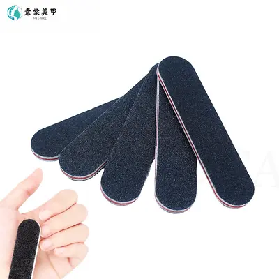 Short Black Double-Sided Nail File, Manicure Emery Board