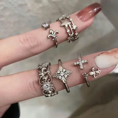 Vintage cross open ring, coffee gold, niche design