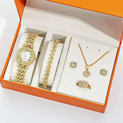 Cheyin Damenuhr, modisches Design, Luxus-Set, 5-teiliges Zubehör