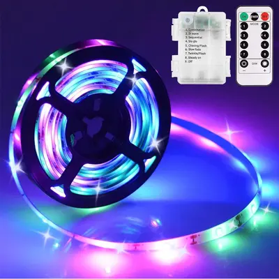 Waterproof Self-Adhesive LED Strip Light with Battery Box and Remote - 12