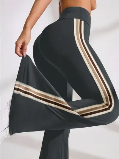 Yüksek bel elastik yoga pantolonu, mikro paça, hızlı kuruyan - 9