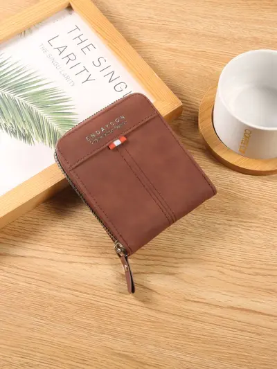 ENDAYCON Men's Short Horizontal Wallet with Zipper Coin Pocket - 4