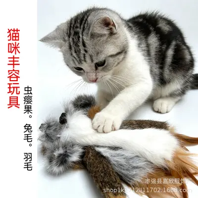 Natural Gall Fruit and Rabbit Fur Cat Toy, Silent - 5