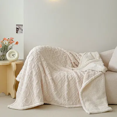 Double-Sided Lamb Wool Taffeta Blanket, Autumn Winter Double-Layer Throw - 8