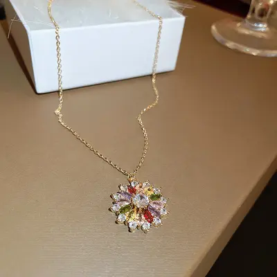 Vintage Square Rhinestone Necklace Set with Delicate Collarbone Chain - 9