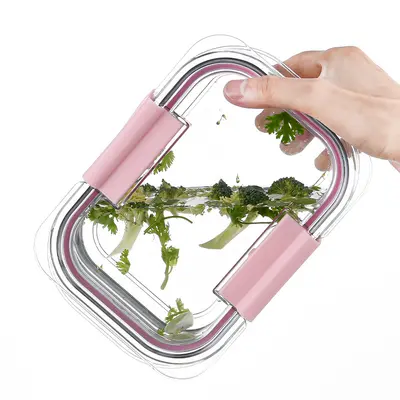 Tritan Plastic Food Storage Container with Lid, Transparent, Microwave-Safe