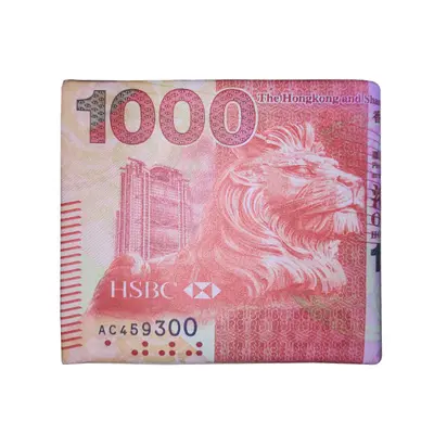 Men's Short Zipper PU Leather Wallet, Banknote Pattern, Folding - 10