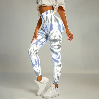 跨境扎染无缝瑜伽裤高腰提臀健身裤训练运动长裤女yoga leggings - 8