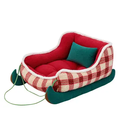 Cross-border Wholesale Christmas Sled, All-Season Dog Bed, Small Dog Pet Sleeping Nest, Winter Warm Pet Kennel