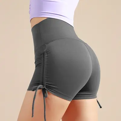 Women's Drawstring Yoga Shorts, Seamless, Butt-Lifting, 3/4 Length - 8