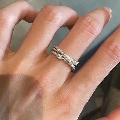 Cool-toned wrapped diamond ring for women - 8