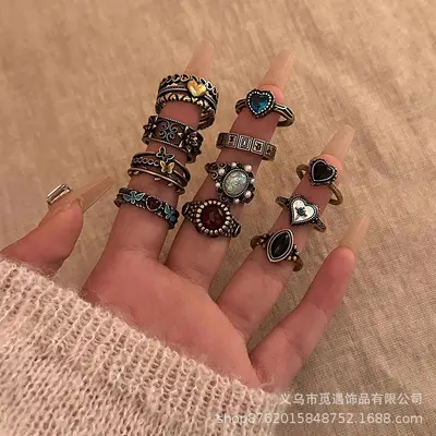 Vintage adjustable ring ethnic retro style - 2