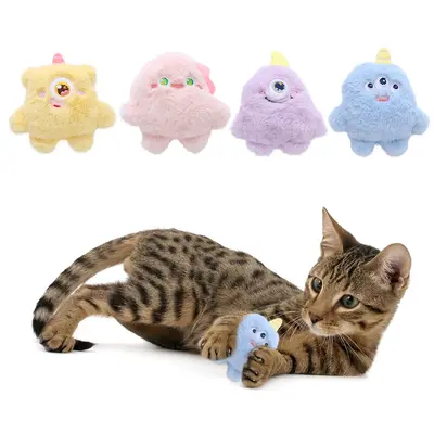 Cartoon Plush Interactive Cat Toy, Washable - 2