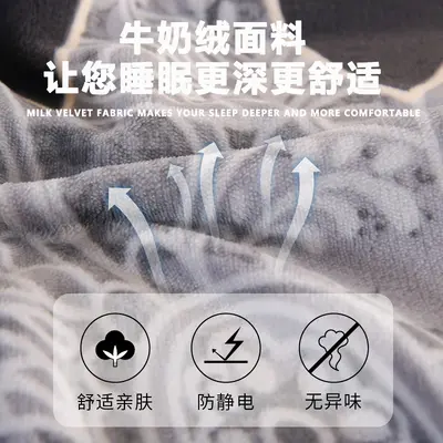 Thickened Milk Fleece Four-Piece Set Double-Sided Coral Flannel Duvet Cover Bed Sheet Winter Thickened Quilt Cover Bed Skirt Style Bedding