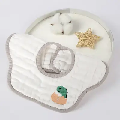 Baby Bib, 100% Cotton Gauze, 8-Layer, Embroidered - 11