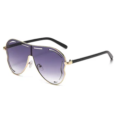 Wide-Frame Women's Party Sunglasses with One-Piece Lenses - 6